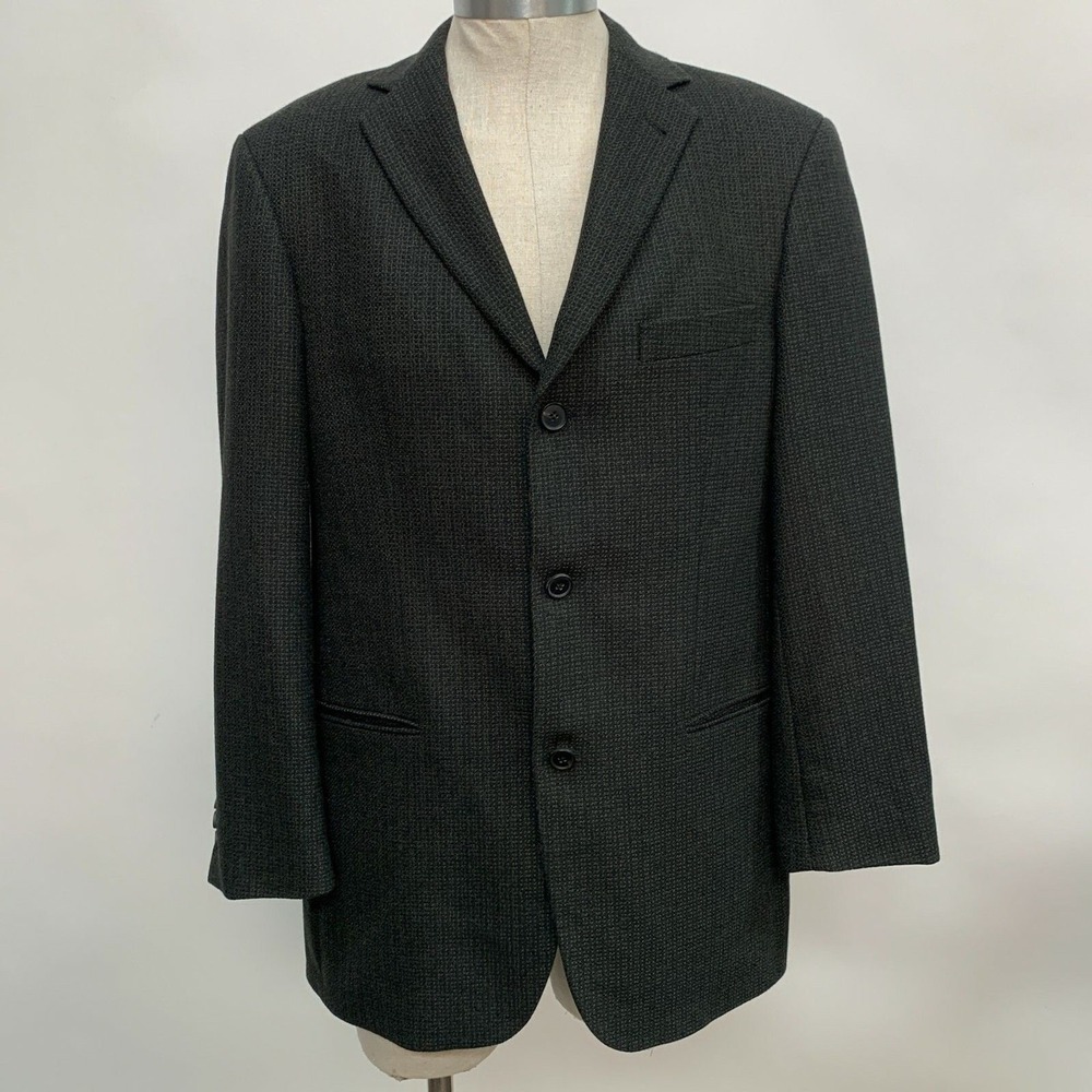 Hugo Boss Cerruti Blazer‎ 40R Black Brown Multicolor Wool Cashmere Blend